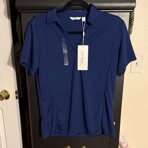 NWT Lady Hagen Blue Short Sleeve Polo Top